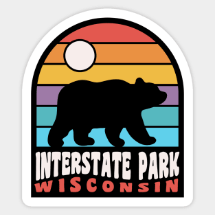 Interstate Park St. Croix Falls Wisconsin Bear Retro Sunset Sticker